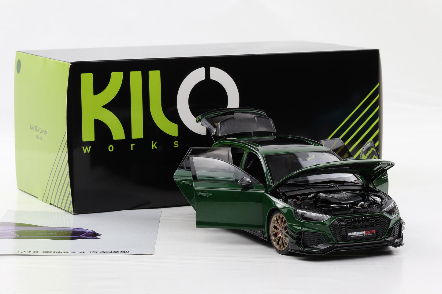 1:18 NZG Audi A4 RS4 Darwin Pro (B9) Avant 2020 green metallic KIJO WORKS