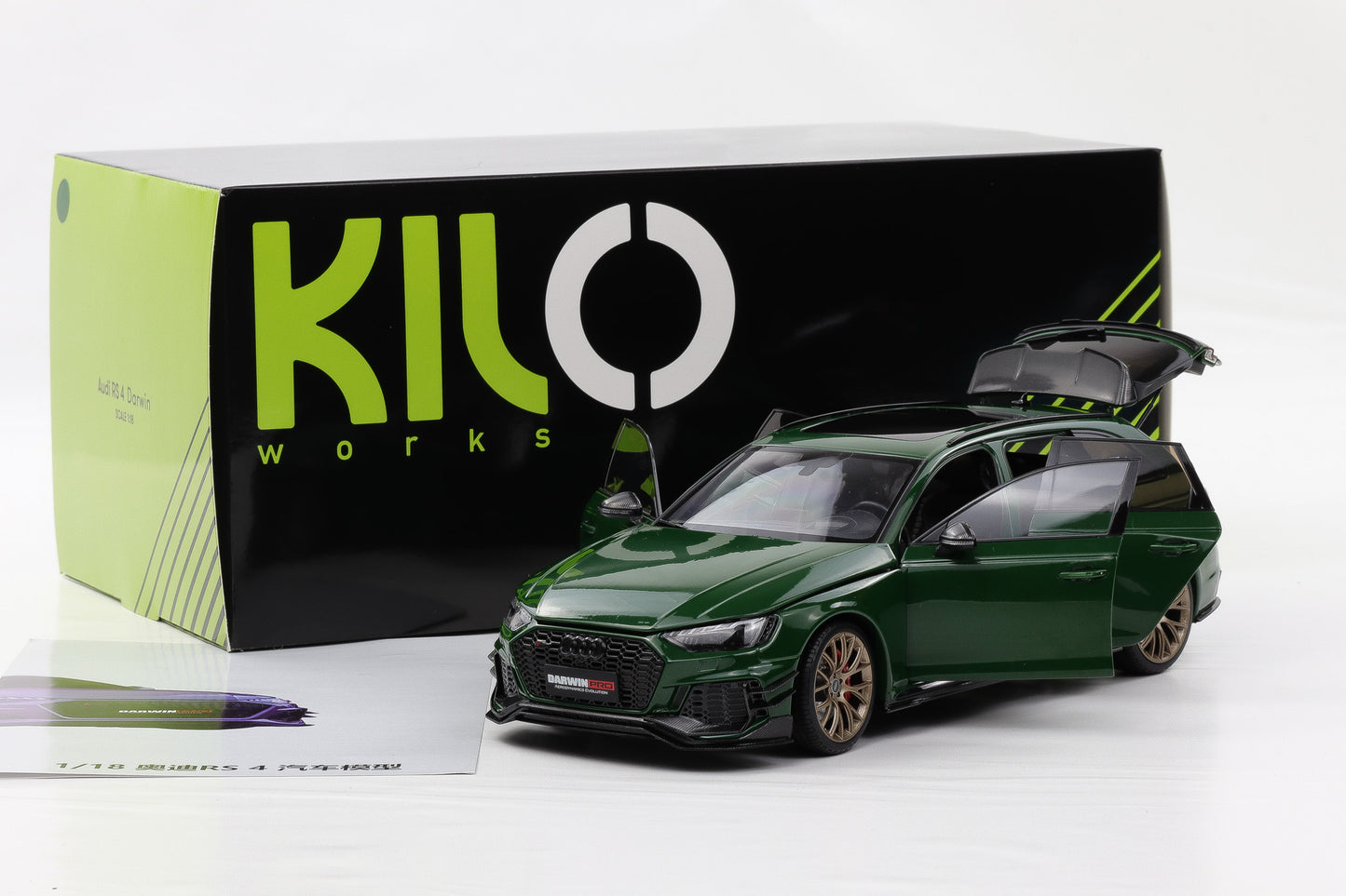 1:18 NZG Audi A4 RS4 Darwin Pro (B9) Avant 2020 green metallic KIJO WORKS