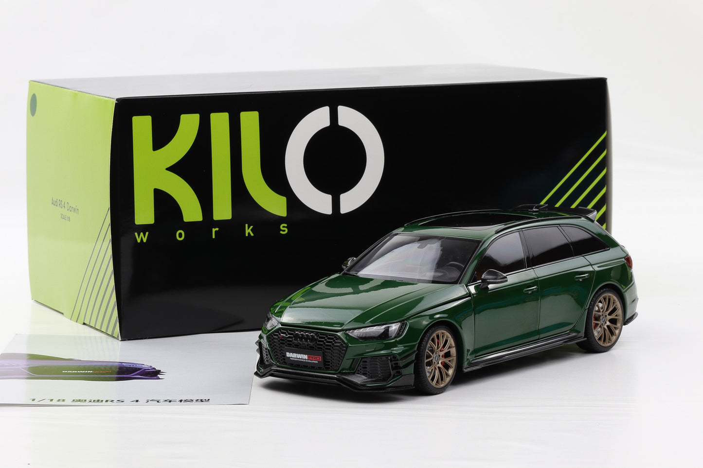 1:18 NZG Audi A4 RS4 Darwin Pro (B9) Avant 2020 green metallic KIJO WORKS