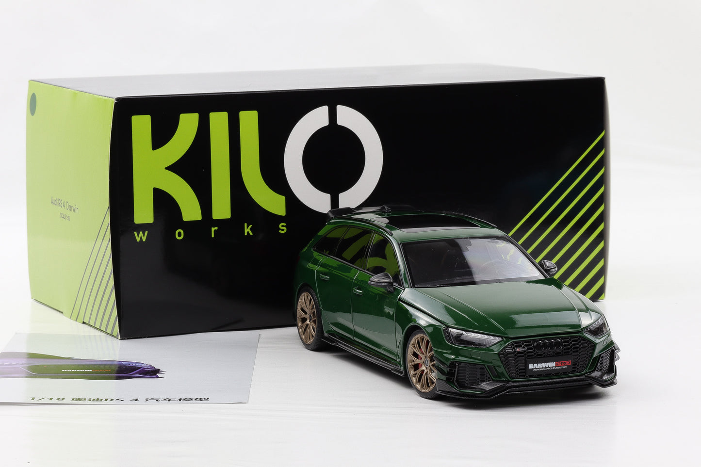 1:18 NZG Audi A4 RS4 Darwin Pro (B9) Avant 2020 green metallic KIJO WORKS