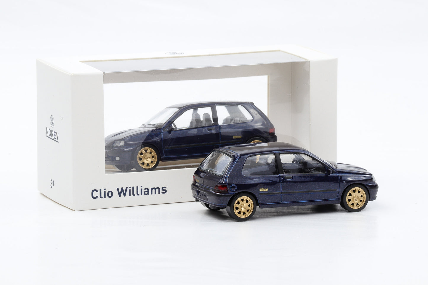 1:43 Jet Car Norev Renault Clio Williams 1993 dunkleblau goldene Felgen