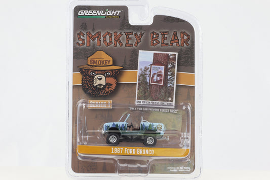 1:64 Greenlight Smokey Bear - 1967 Ford Bronco blue wood design