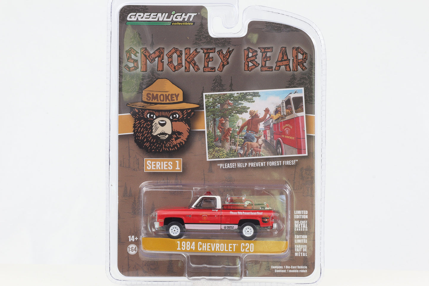 1:64 Greenlight Smokey Bear - 1984 Chevrolet C20 rot-weiß