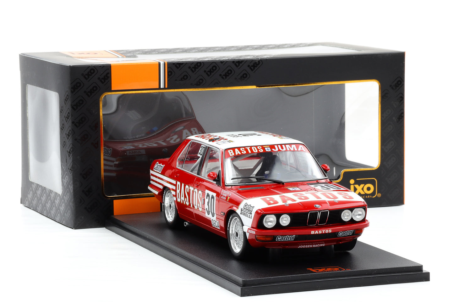 1:18 IXO BMW 528i E28 #30 Bastos 24h Spa 1982 Heyer Hahne Joost