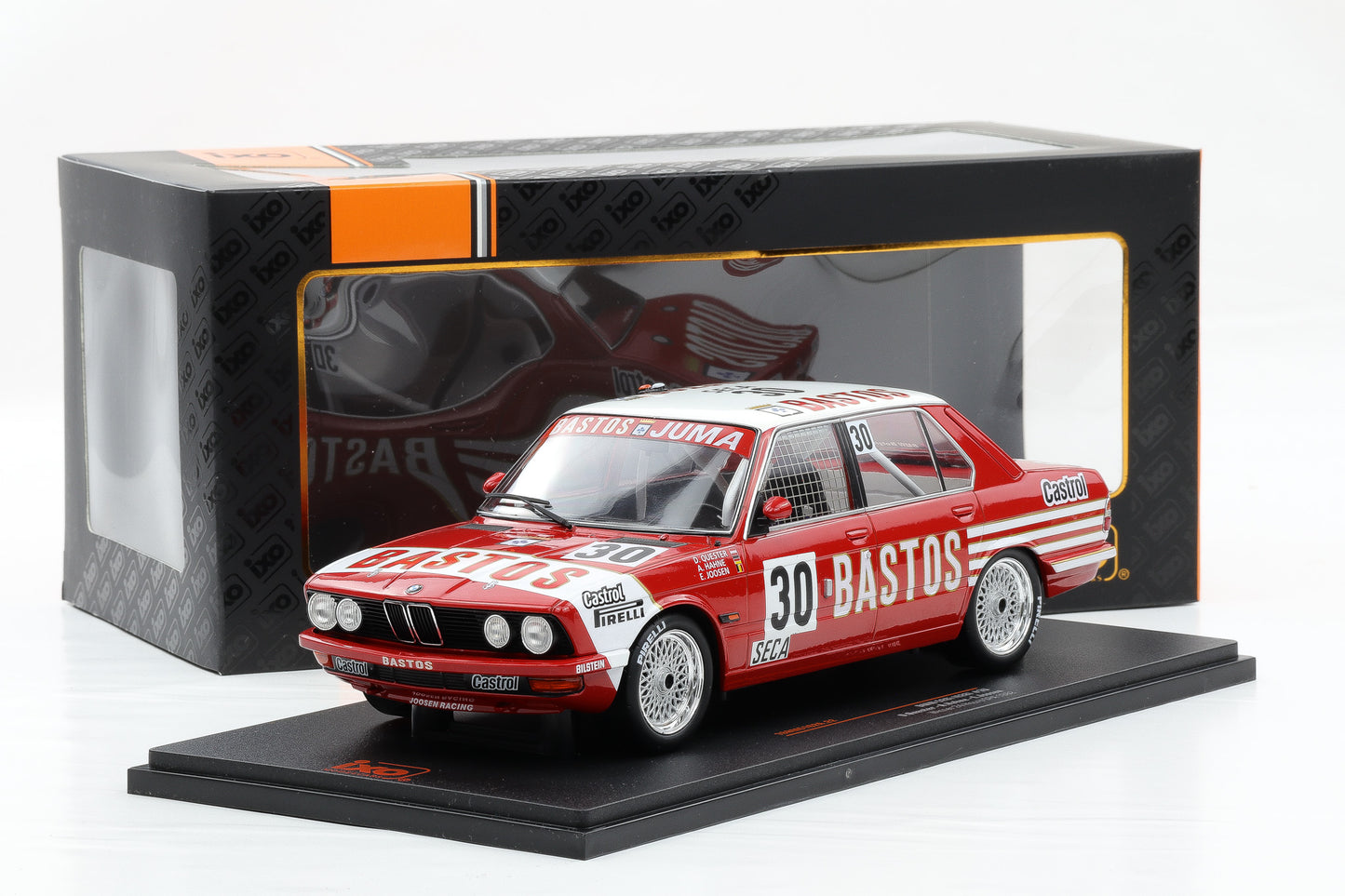 1:18 IXO BMW 528i E28 #30 Bastos 24h Spa 1982 Heyer Hahne Joost