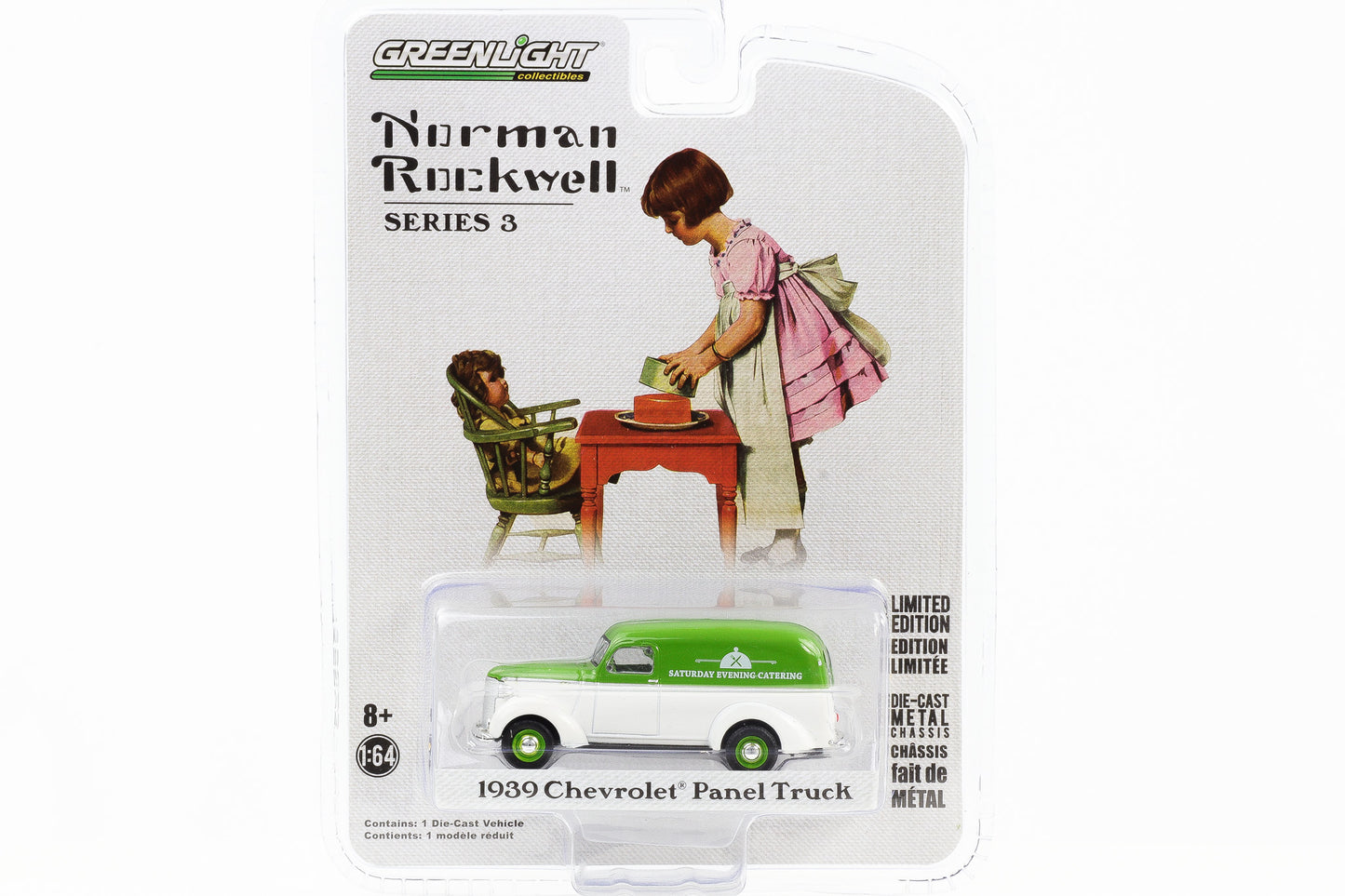 1:64 Greenlight Norman Rockwell - 1939 Chevrolet Panel Truck green-white