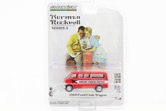 1:64 Greenlight Norman Rockwell - 1968 Ford Club Wagon Airport Express Shuttle rot