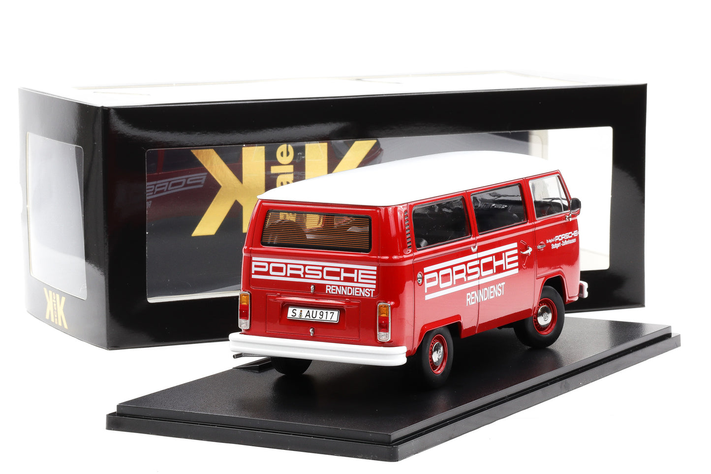 1:18 KK-Scale VW Volkswagen T2b Bus Porsche Renndienst 1972 rot weiß KKDC181364
