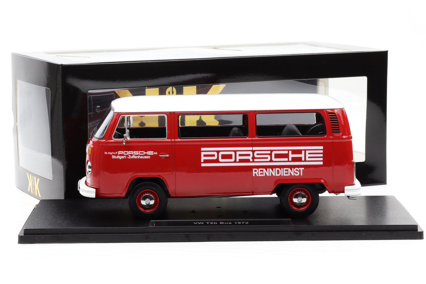 1:18 KK-Scale VW Volkswagen T2b Bus Porsche Renndienst 1972 rot weiß KKDC181364