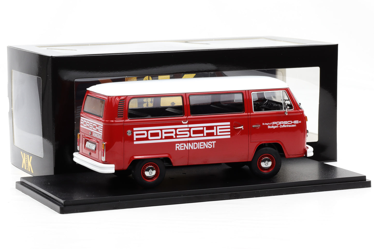 1:18 KK-Scale VW Volkswagen T2b Bus Porsche Renndienst 1972 rot weiß KKDC181364