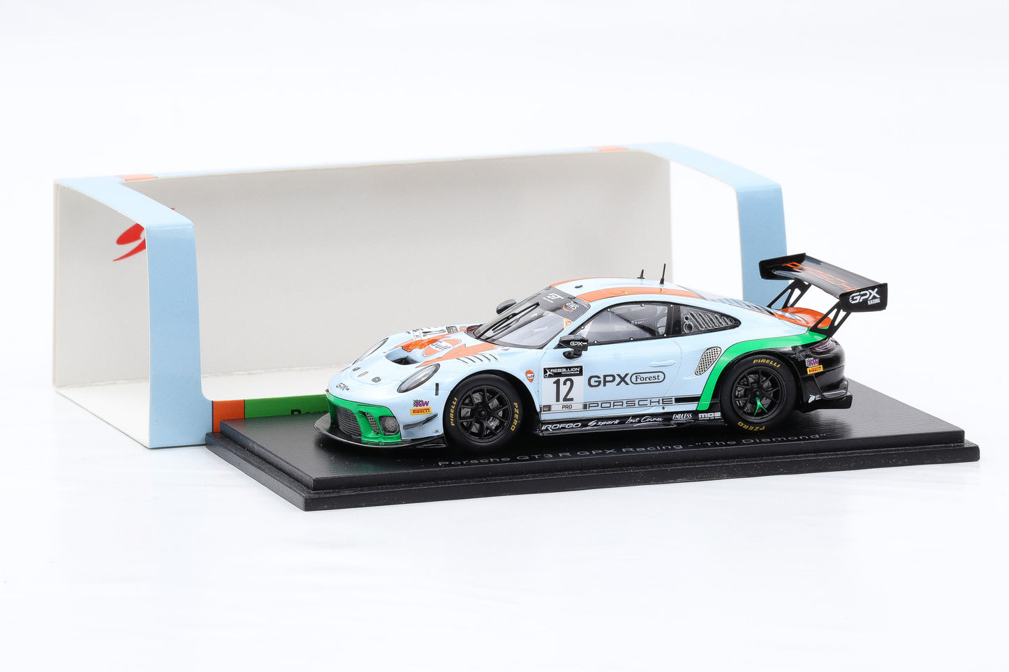 1:43 Spark Porsche GT3 R #12 GPX Racing Gulf The Diamond SP322