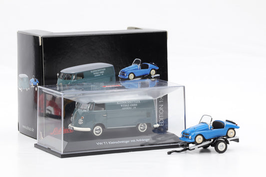 1:43 Schuco VW T1 Kastenwagen Kleinschnittger mit Anhänger und Fahrzeug