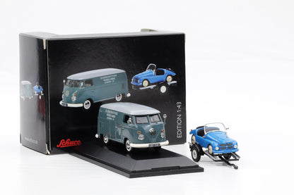 1:43 Schuco VW T1 Kastenwagen Kleinschnittger mit Anhänger und Fahrzeug