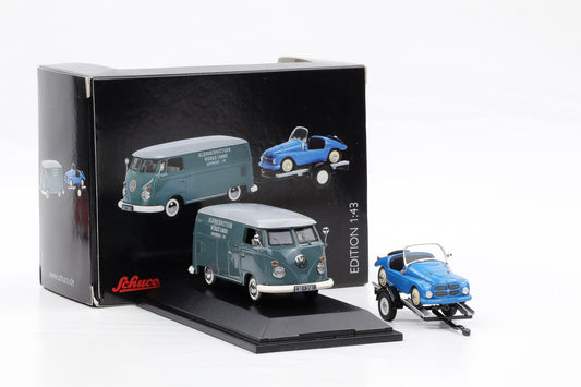 1:43 Schuco VW T1 Kastenwagen Kleinschnittger mit Anhänger und Fahrzeug