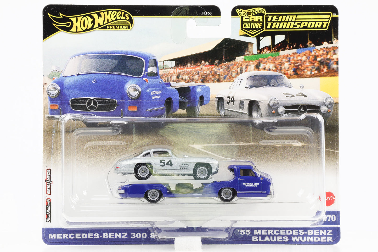 1:64 Hot Wheels Mercedes-Benz 300 SL + '55 Blaues Wunder Car Culture Team Transport #70