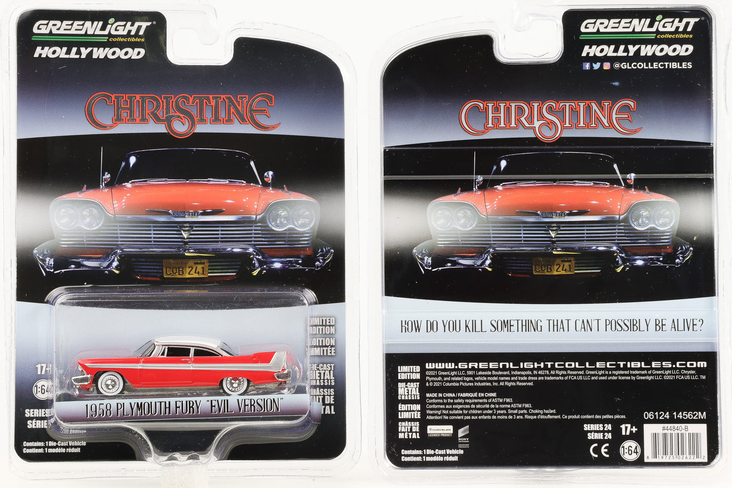 1:64 Greenlight 1958 Plymouth Fury Evil Version - Film Christine Hollywood Series 24