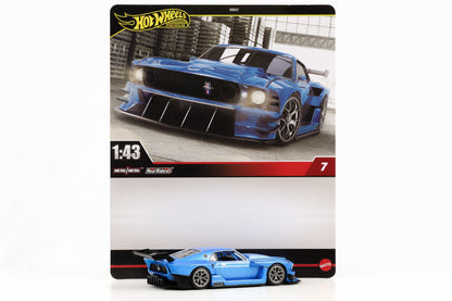 1:43 Hot Wheels Premium '69 Modified Ford Mustang metallic-blau Real Riders 7