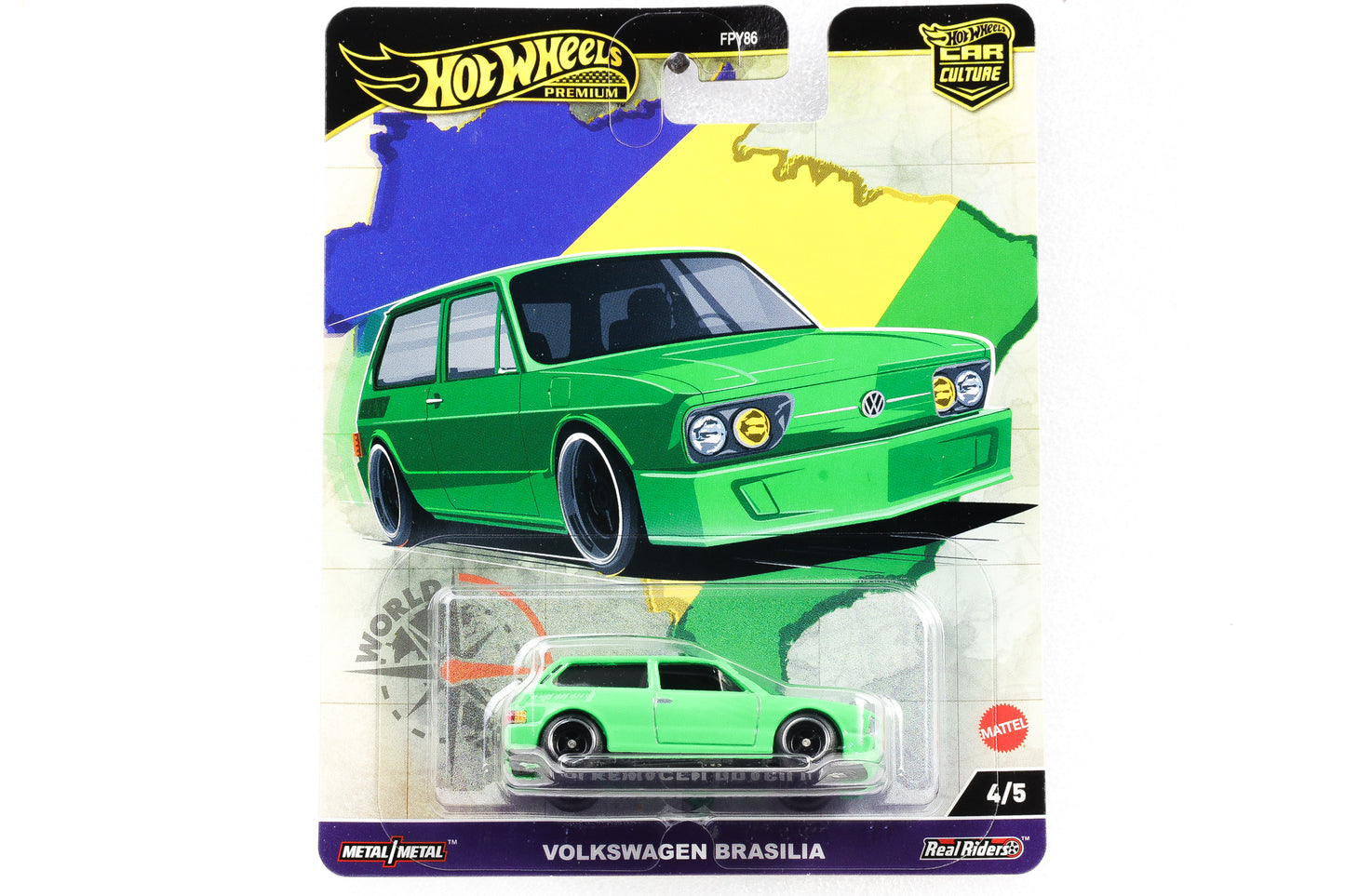 1:64 Hot Wheels Premium VW Brasilia green Brazil Edition Car Culture 4/5