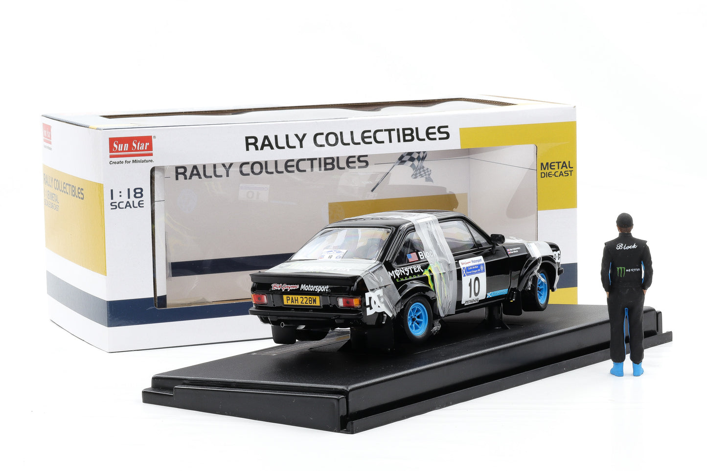 1:18 Ford Escort RS 1800 MK II McRae Rally 2008 mit Ken Block Figur / Vitrine
