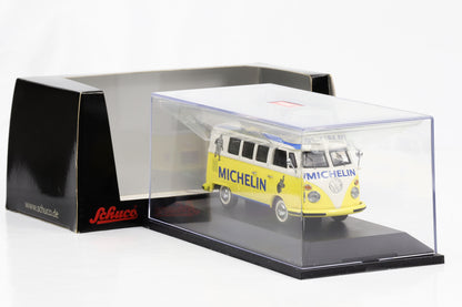 1:43 VW T1 Bus Michelin white-yellow-blue Schuco diecast 03187