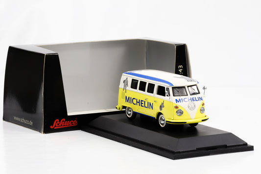 1:43 VW T1 Bus Michelin weiss-gelb-blau Schuco diecast 03187