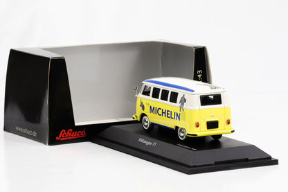 1:43 VW T1 Bus Michelin white-yellow-blue Schuco diecast 03187