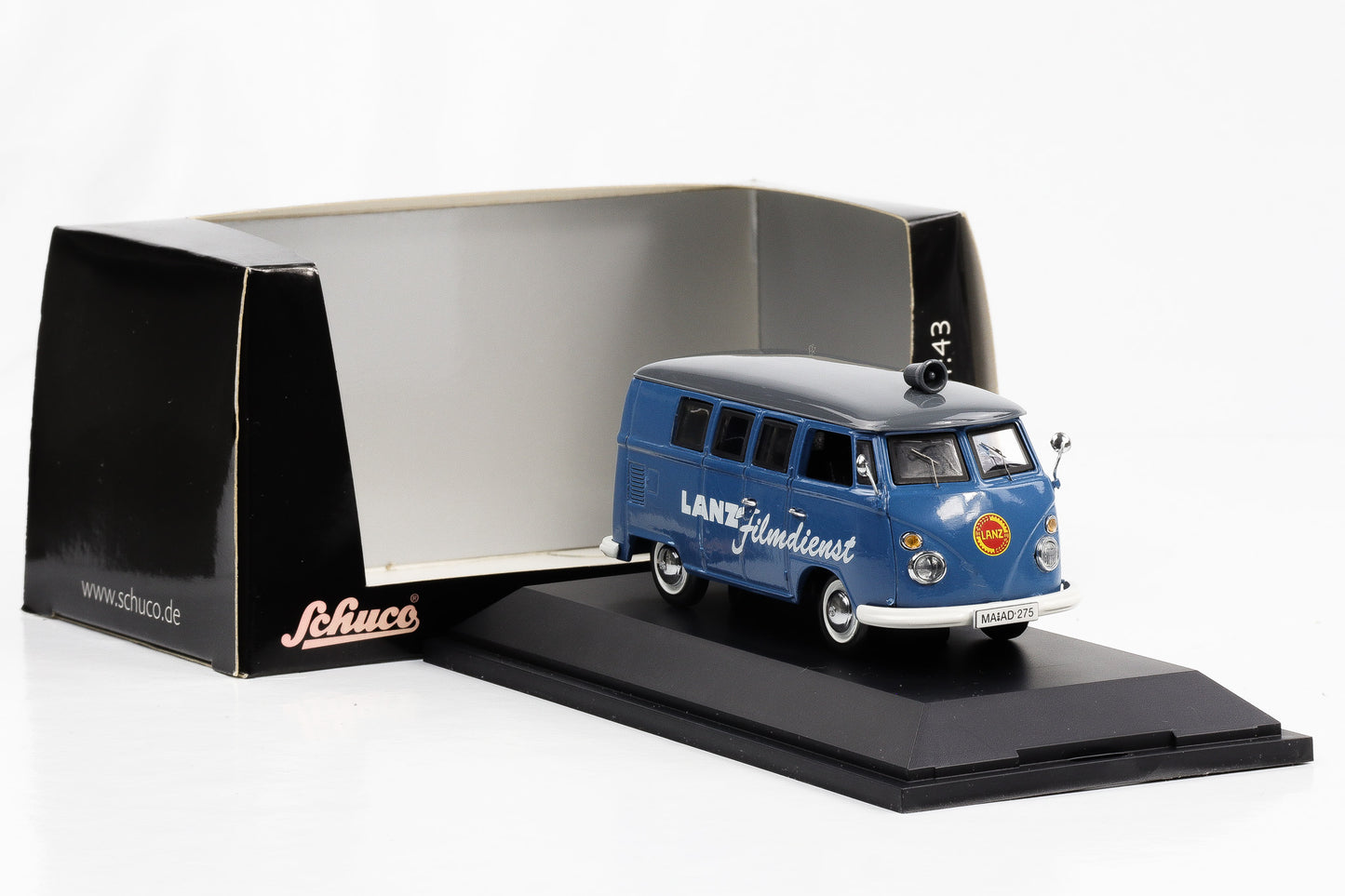 1:43 VW T1 Bus LANZ Filmdienst blau Schuco diecast 03189