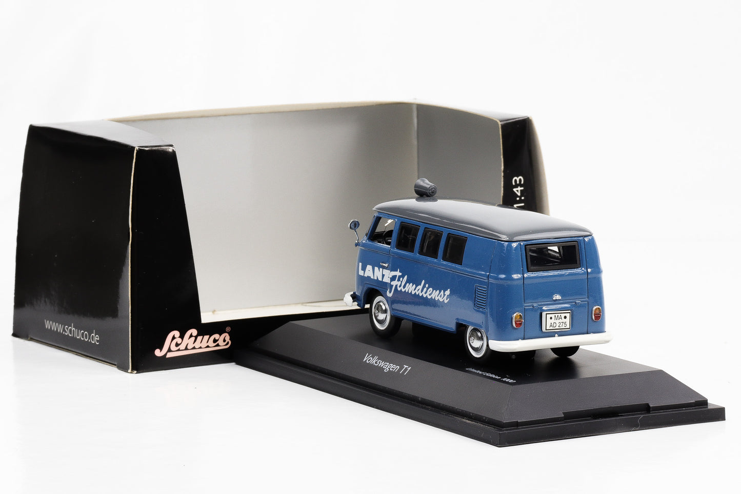 1:43 VW T1 Bus LANZ Filmdienst blau Schuco diecast 03189