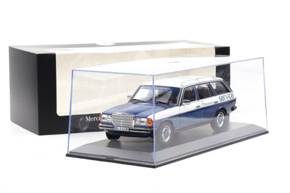 1:18 Norev Mercedes-Benz 200 W123 Servicewagen opening Dealer mit Vitrine