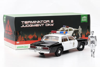 1:18 Greenlight Chevrolet Caprice Police 1987 Terminator 2 mit T-1000 Figur Moviecar