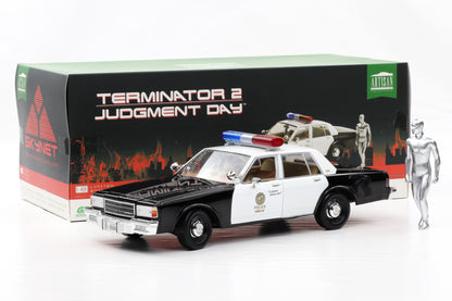 1:18 Greenlight Chevrolet Caprice Police 1987 Terminator 2 mit T-1000 Figur Moviecar