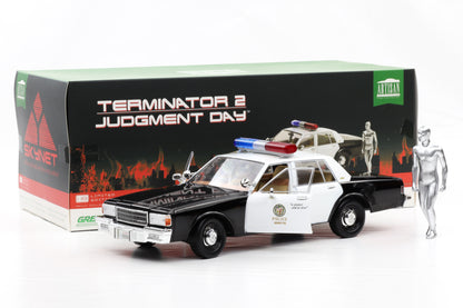 1:18 Greenlight Chevrolet Caprice Police 1987 Terminator 2 mit T-1000 Figur Moviecar