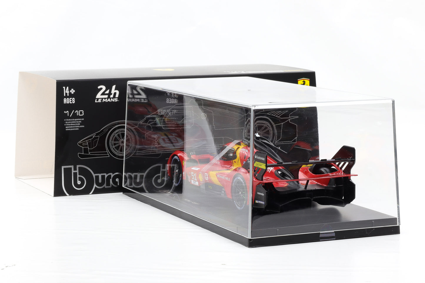 1:18 BBURAGO Ferrari 499P #51 Winner 24 Le Mans 2023 mit Vitrine 18-16301-51VET
