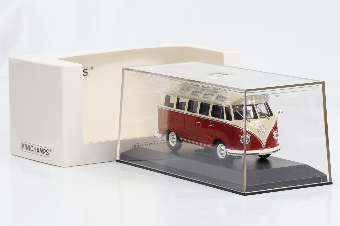 1:43 Volkswagen VW T1 Samba Bus 1963 beige rot Minichamps limited