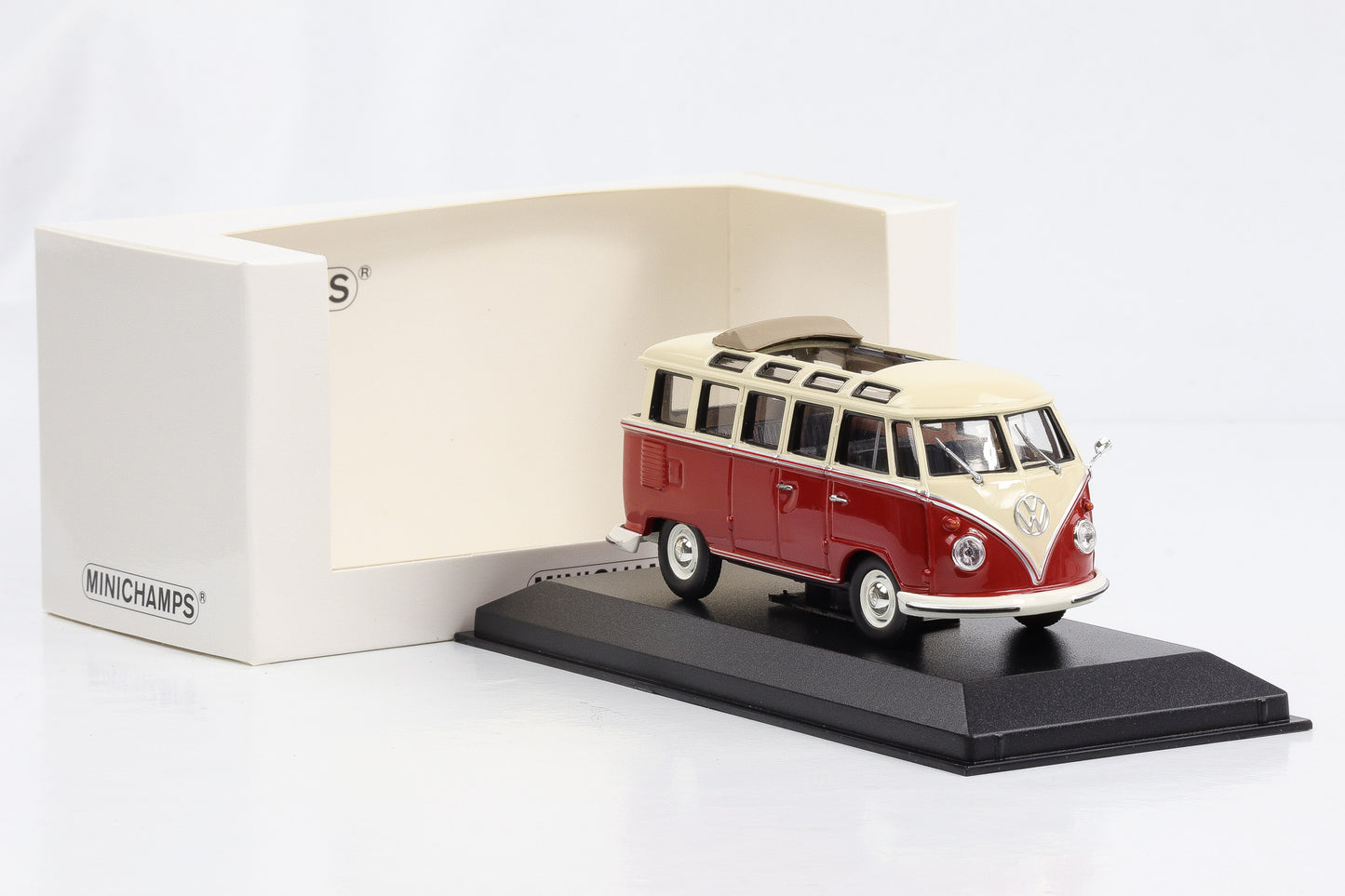 1:43 Volkswagen VW T1 Samba Bus 1963 beige rot Minichamps limited