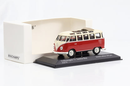 1:43 Volkswagen VW T1 Samba Bus 1963 beige rot Minichamps limited