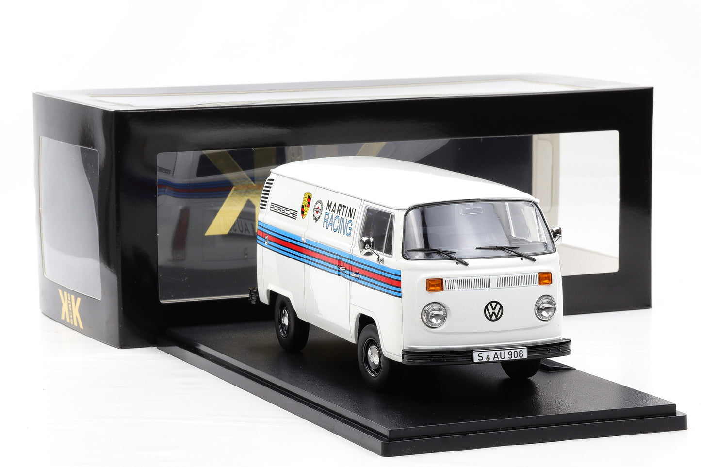 1:18 KK-Scale VW Volkswagen T2b Bus Porsche Martini Racing 1972 weiss diecast