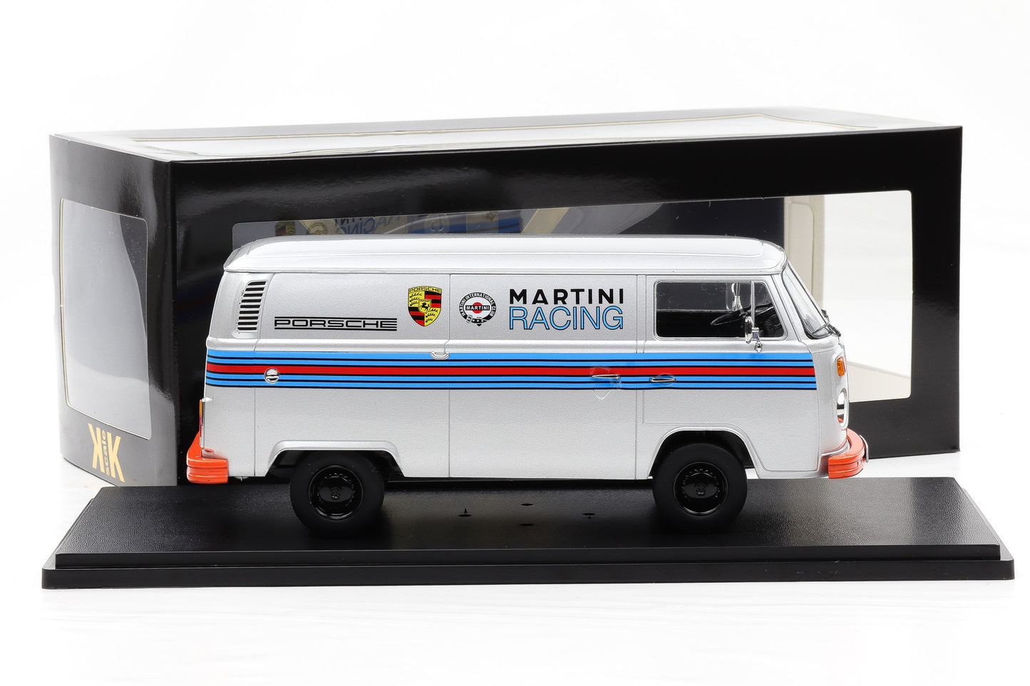 1:18 KK-Scale VW Volkswagen T2b Bus Porsche Martini Racing 1972 silber diecast