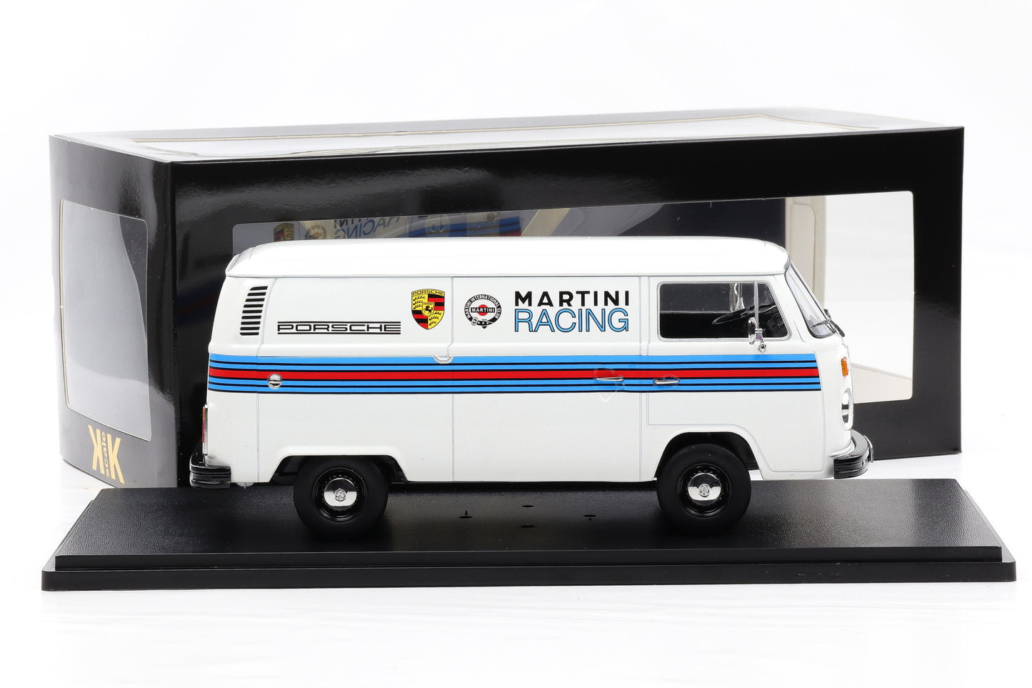 1:18 KK-Scale VW Volkswagen T2b Bus Porsche Martini Racing 1972 weiss diecast