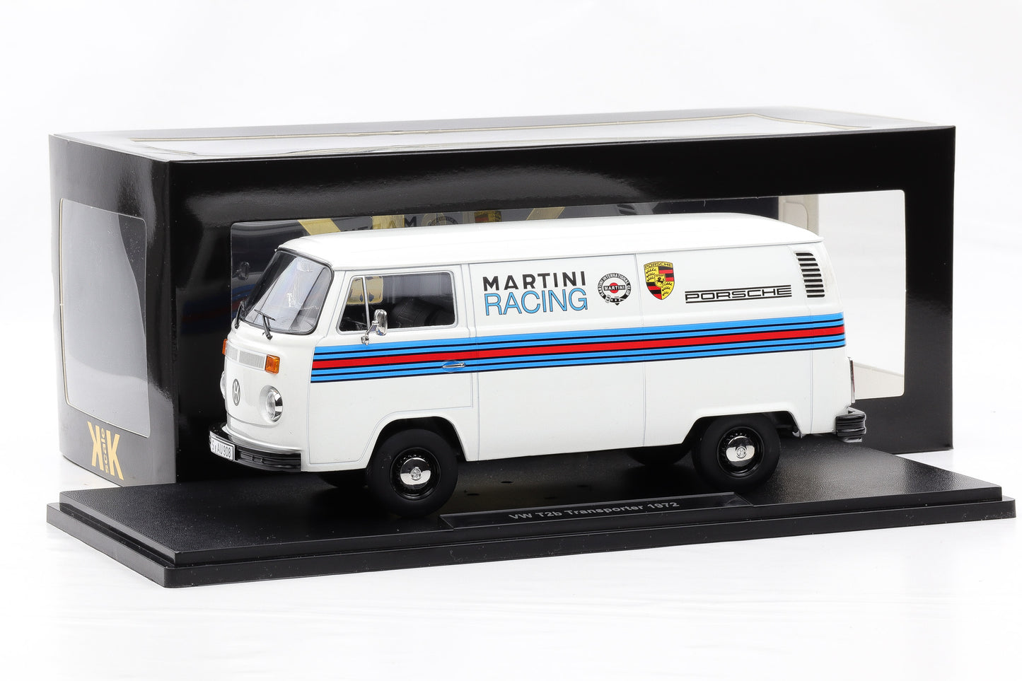 1:18 KK-Scale VW Volkswagen T2b Bus Porsche Martini Racing 1972 weiss diecast