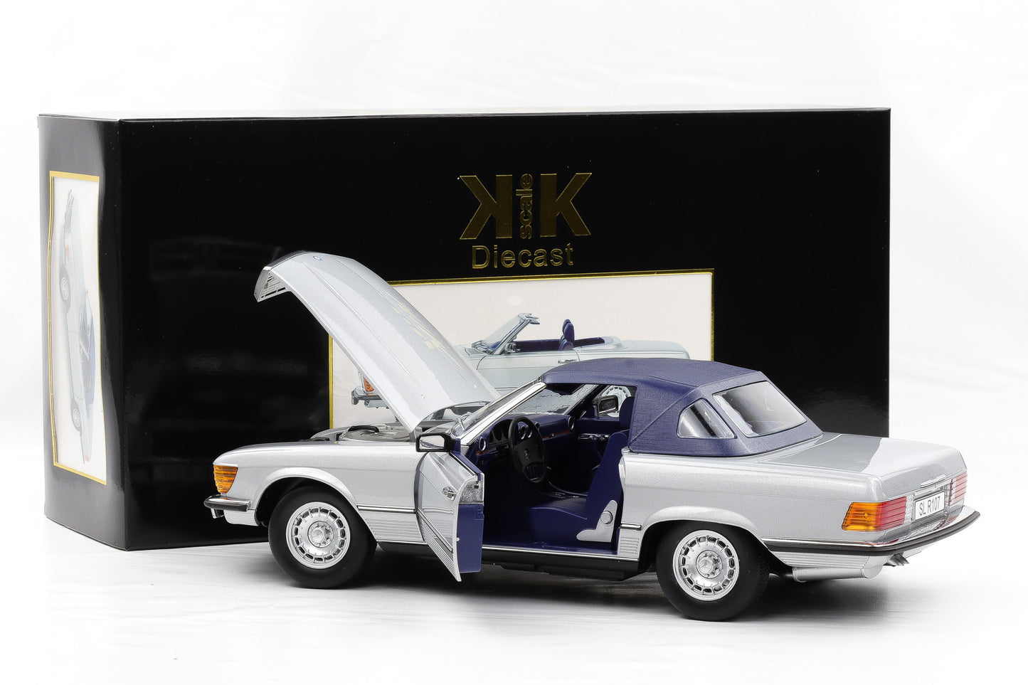 1:12 KK-Scale Mercedes-Benz 450 SL R107 silber mit Softtop opening diecast