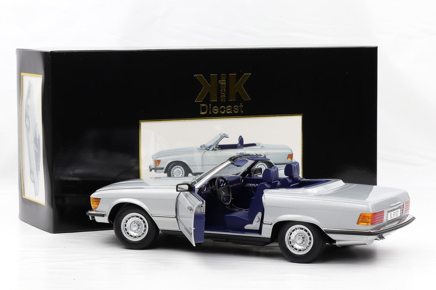 1:12 KK-Scale Mercedes-Benz 450 SL R107 silber mit Softtop opening diecast