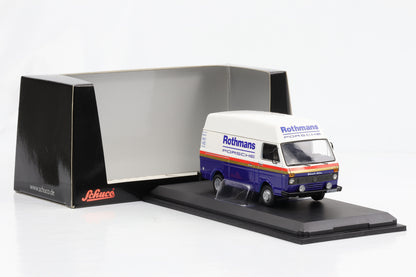 1:43 VW LT box with high roof Rothmans-Porsche white-blue Schuco diecast