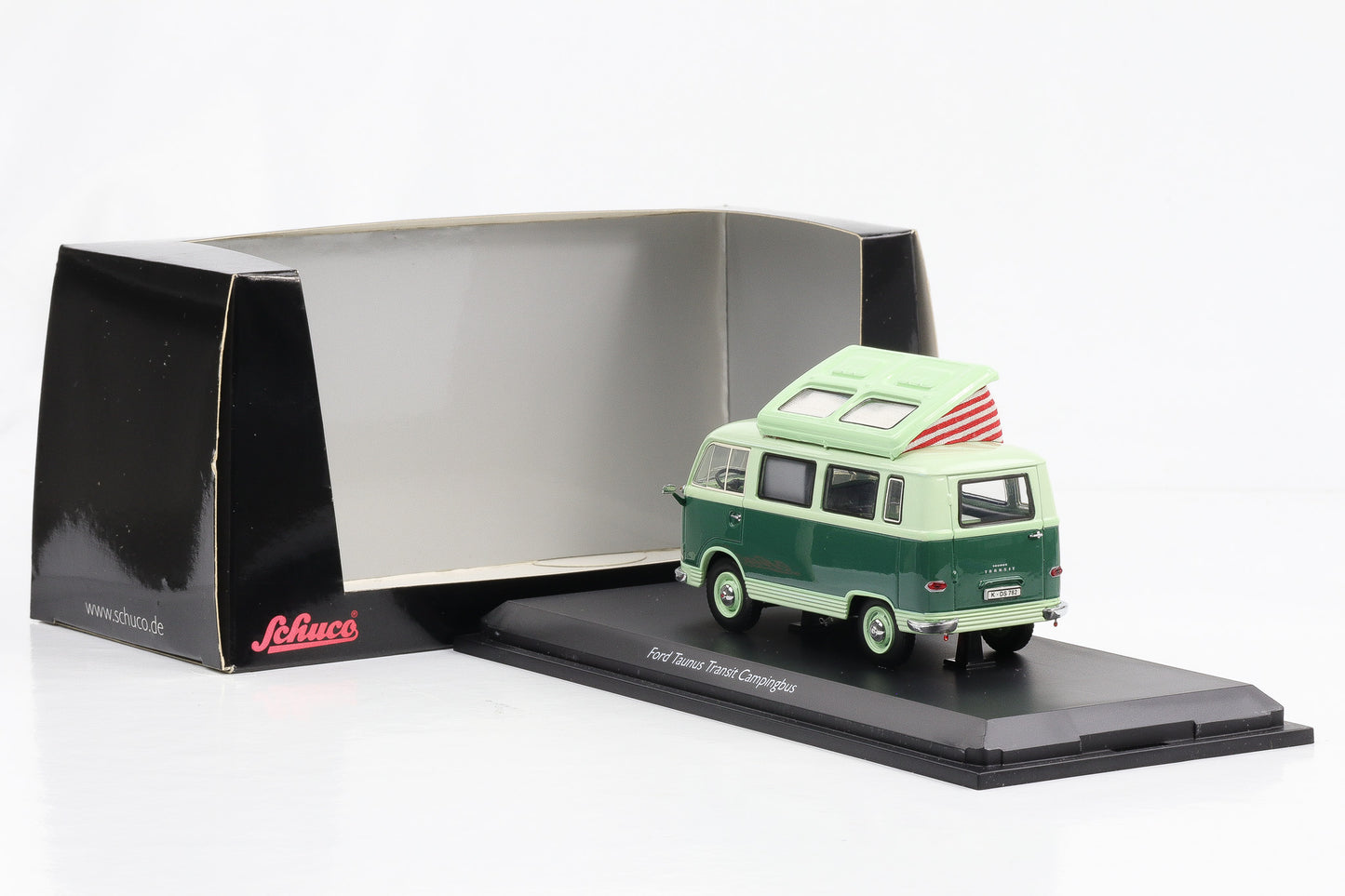 1:43 Ford Taunus Transit FK 1000 camper van green Schuco diecast 03204