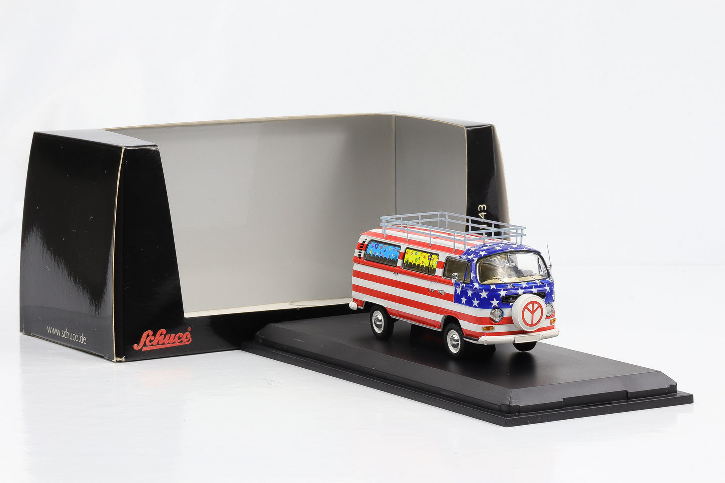 1:43 VW T2a Kasten Stars and Stripes Schuco diecast 03229