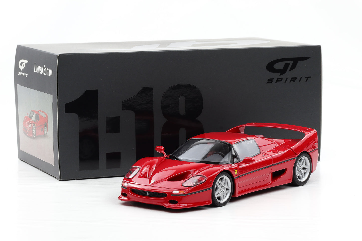 1:18 GT Spirit Ferrari F50 Twin Turbo V12 1995 Rosso Corsa Red mit Vitrine