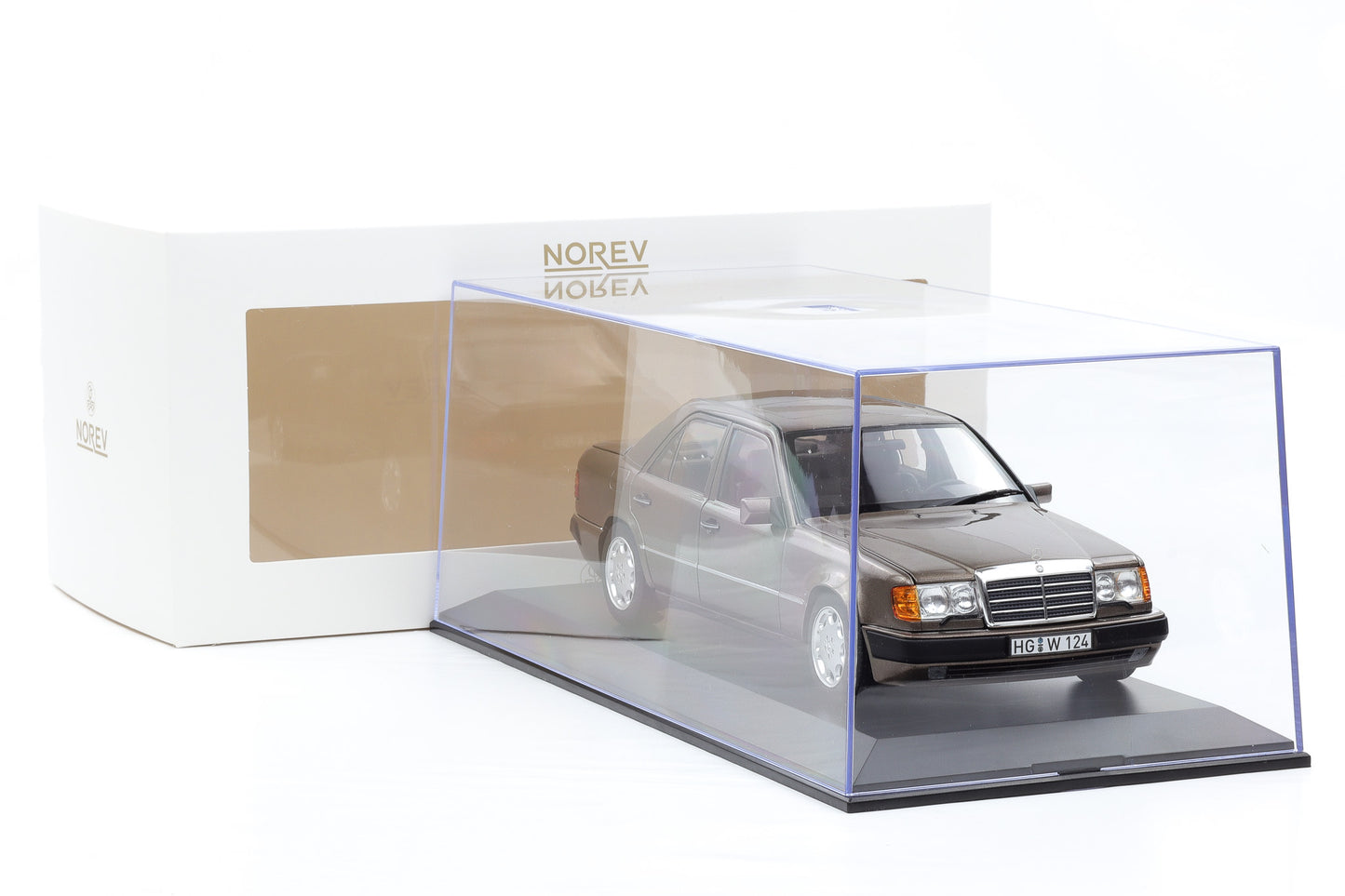 1:18 Norev Mercedes-Benz 500 E W124 5.0 V8 1990 impala metallic + Vitrine