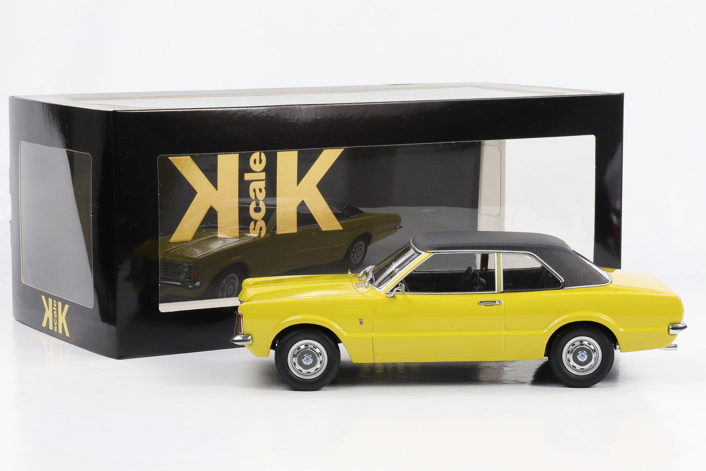 Pressofuso in scala 1:18 Ford Taunus L 1971 giallo nero KK