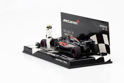 1:43 Minichamps McLaren Honda MP4-31 Jenson Button Last F1 Race Abu Dhabi GP 2016