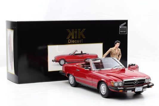 1:12 KK-Scale Mercedes-Benz 450 SL R107 US 1979 TV-Serie Dallas rot mit Figur